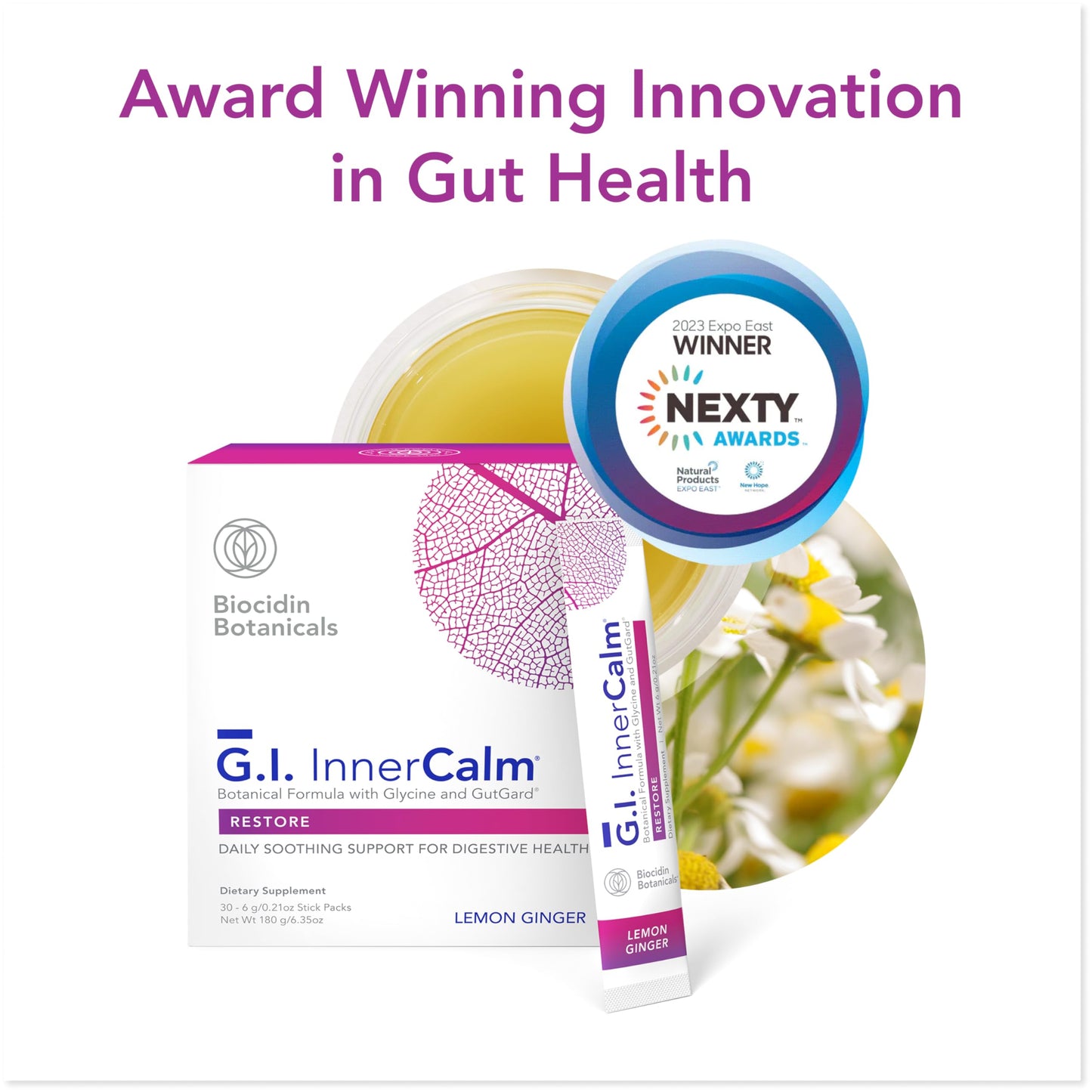 Bio-Botanical Research Biocidin Drink Mix - GI InnerCalm - Support Digestive Health, GI Detox, Healthy Mood & Sense of Relaxation - Soothing Formula with Glycine & No Glutamine (30 Stick Packs) Bio-Botanical ResearchBuy Supplements Australia