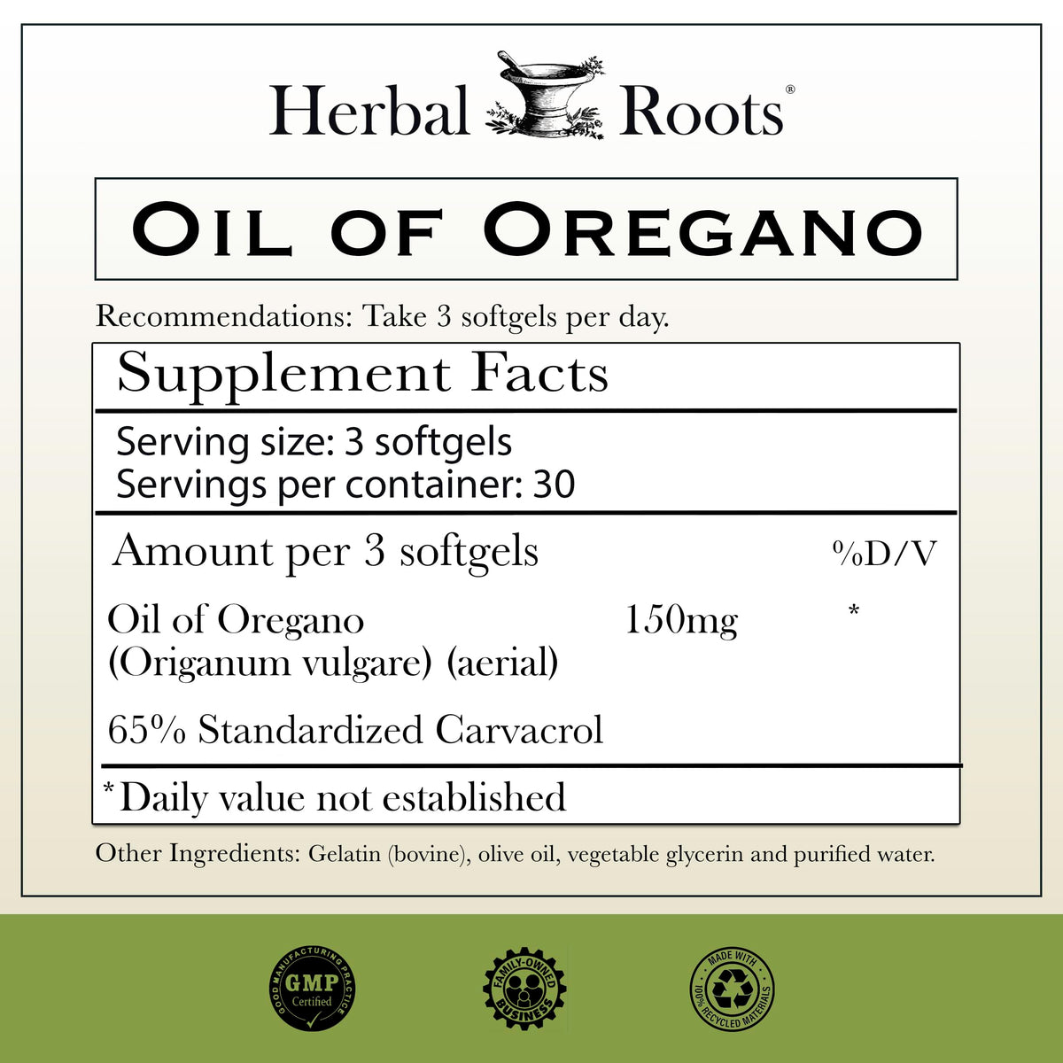 Herbal Roots Oil of Oregano - Made from Mediterranean Oregano Oil - 90 Easy to Swallow Softgel Capsules - Extra Strength 150mg Herbal Roots buy supplements Au