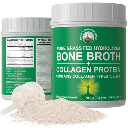 Peak Performance Hydrolyzed Bone Broth and Collagen Unflavored Protein Peptides Powder Contains All Collagen Types: 1, 2, and 3. Pure Pasture, Raised Grass Fed, Paleo Friendly, Gluten + Dairy Free Peak PerformanceBuy Supplements Australia