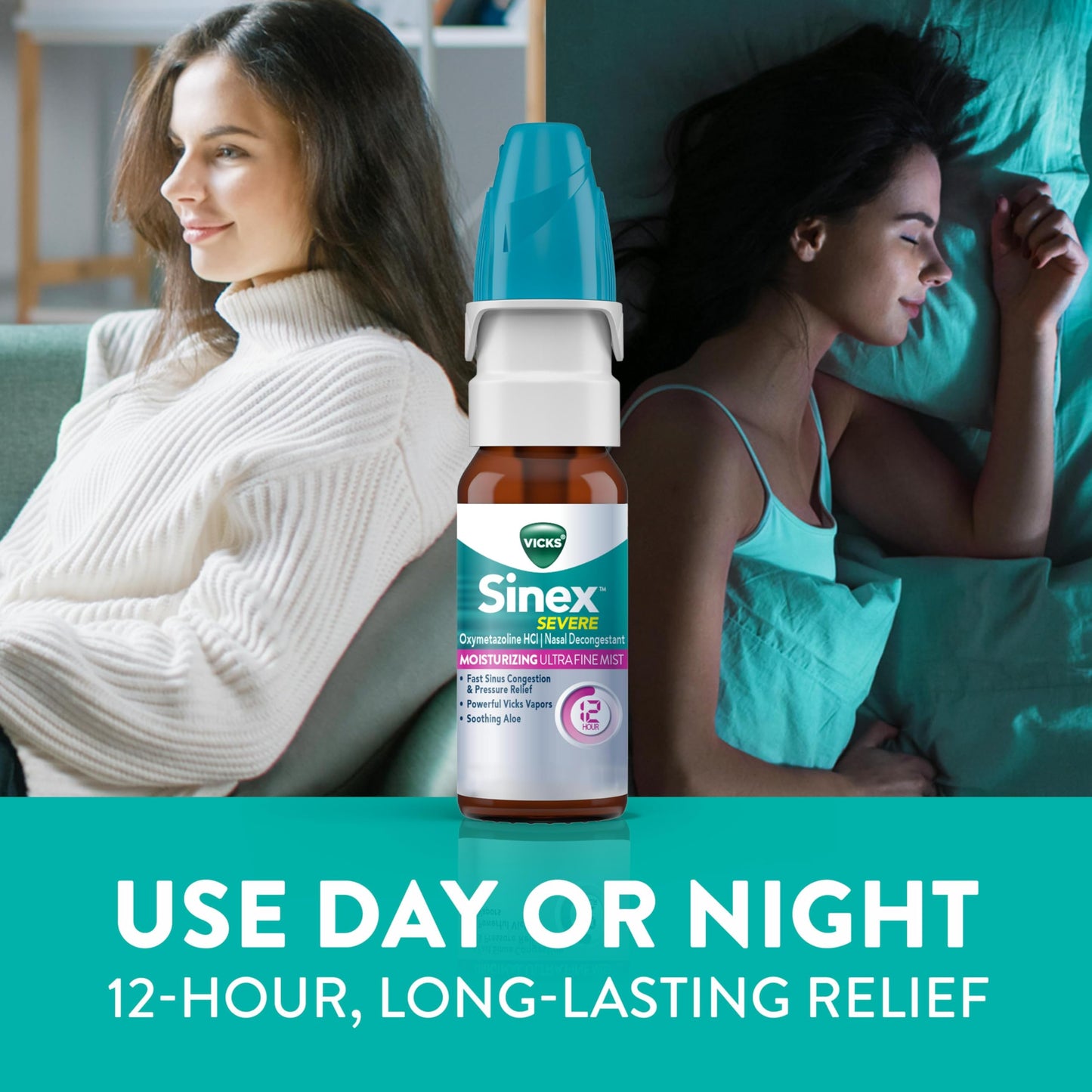 Vicks Sinex Severe Nasal Spray, Moisturizing Ultra Fine Mist with Aloe, Decongestant Medicine, Relief from Stuffy Nose Due to Cold or Allergy, Nasal Congestion & Sinus Pressure Relief, 265 Sprays x 2 Vicks buy supplements Au