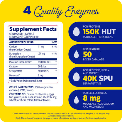 Enzymedica Immune Defense Regular Strength Caps - Proteolytic Enzyme Supplement for Men & Women, Immune Health Support Supplement with Protease, Catalase