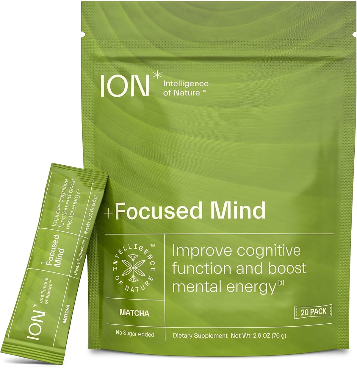 ION* Intelligence of Nature Focused Mind Nootropic Powder Drink Mix - Brain Boost Nootropic Drink with Matcha for Memory, Focus & Relaxation, Brain Supplement for Men & Women, Adults - 20 Packets ION* Intelligence of NatureBuy Supplements Australia