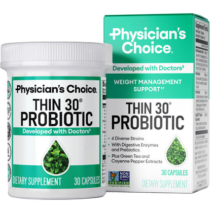 Physician's CHOICE Probiotics for Weight Management & Bloating - 6 Probiotic Strains - Prebiotics - Key ingredient Cayenne - Supports Gut Health - Weight Management for Women & Men - Green Tea - 30 CT Physician's CHOICE buy supplements Au