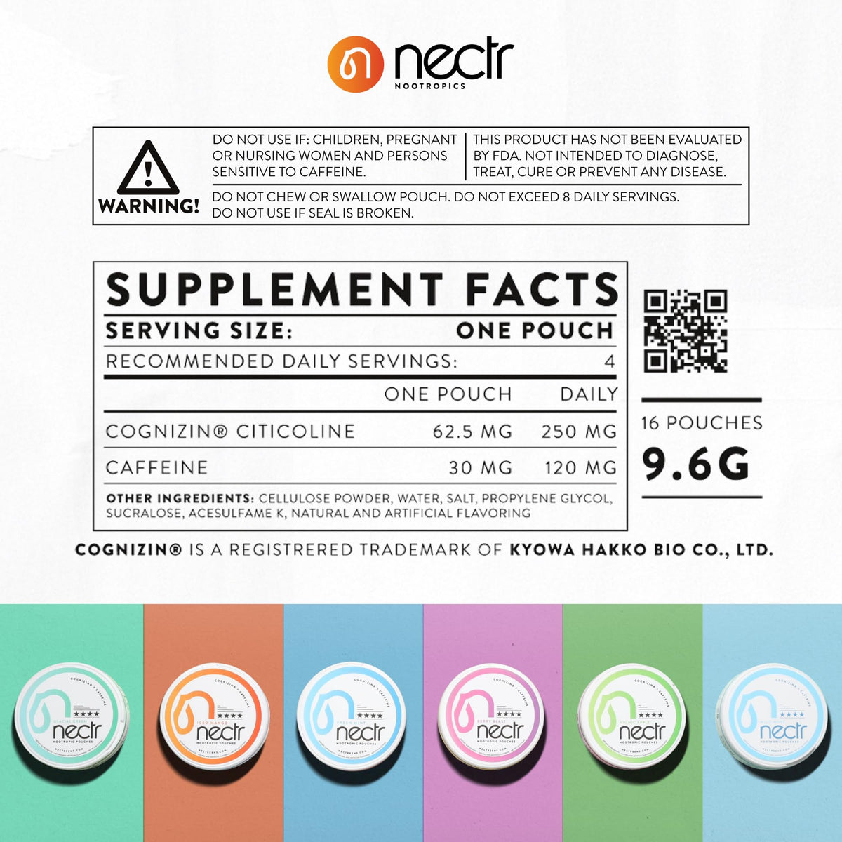 Nectr Energy Nootropic Pouches – Berry Blast Flavored, Caffeine Pouches with Cognizin® Citicoline. Sugar-Free Brain Treats. Smooth, Sustained Focus & Energy Supplement - 1 Puck of 16pcs NectrBuy Supplements Australia