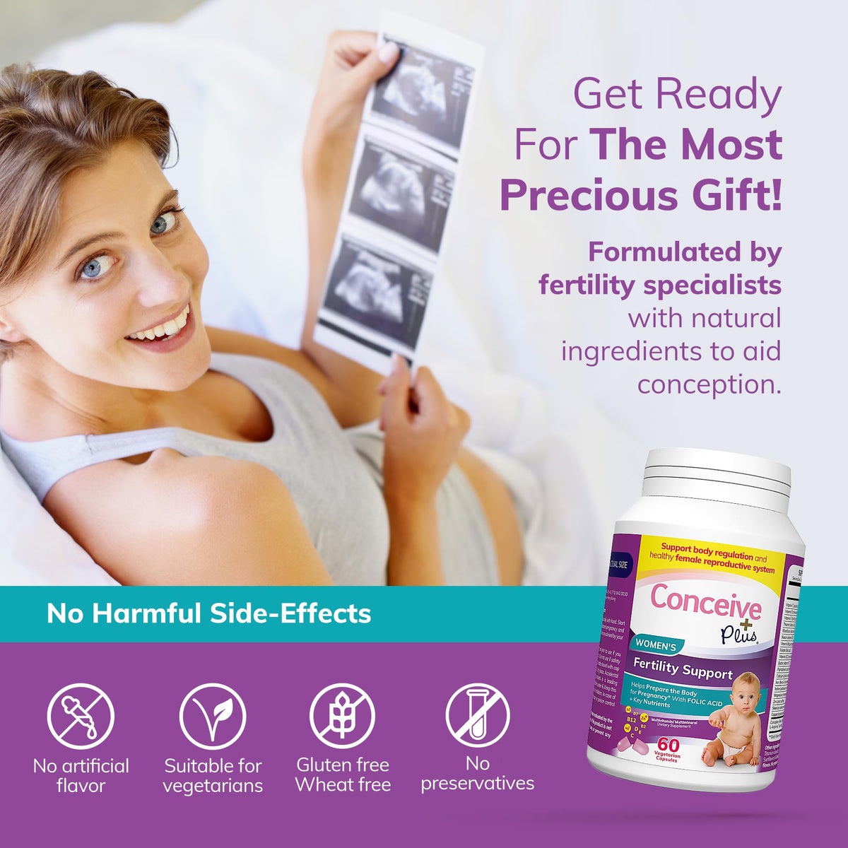 CONCEIVE PLUS Womens Fertility Support – Prenatal Multivitamin for Trying to Get Pregnant – Conception Blend, Hormonal Balance, Folate, Zinc, Thiamin, Riboflavin, Biotin – Non-GMO, Vegan – 30 Days CONCEIVE PLUSBuy Supplements Australia