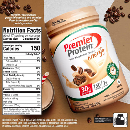 Premier Protein Powder, Cafe Latte , 30g Protein, 1g Sugar, 100% Whey Protein Premier ProteinBuy Supplements Australia