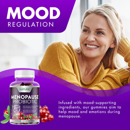 Menopause Supplements for Women - Menopause Probiotic Gummy - Women’s Menopause Relief for Hot Flashes, Night Sweats & Mood Swings with Black Cohosh & Cranberry - Non-GMO, Vegan - 60 Gummies Built by NatureBuy Supplements Australia