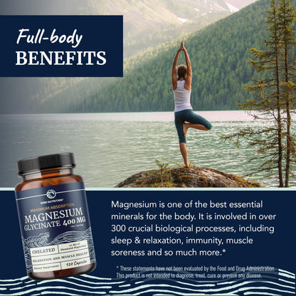 Magnesium Glycinate 400mg | High Absorption Formula for Sleep, Calm, Muscle Relaxation, Heart, Bone & Nerve Support for Women & Men | Chelated Magnesium Glycinate Supplement | 120 Ct (2 Month Supply) Nobi NutritionBuy Supplements Australia