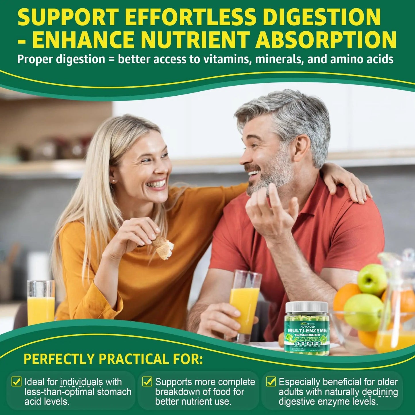 Digestive Enzymes Gummies for Women & Men, Multi-Enzymes with 90Billion CFU Probiotics and Prebiotics & Postbiotic, Vegetable & Fruit Fiber Blend, Super Enzymes for Digestive & Gut Health,Immune,60Cts EnvyCureBuy Supplements Australia