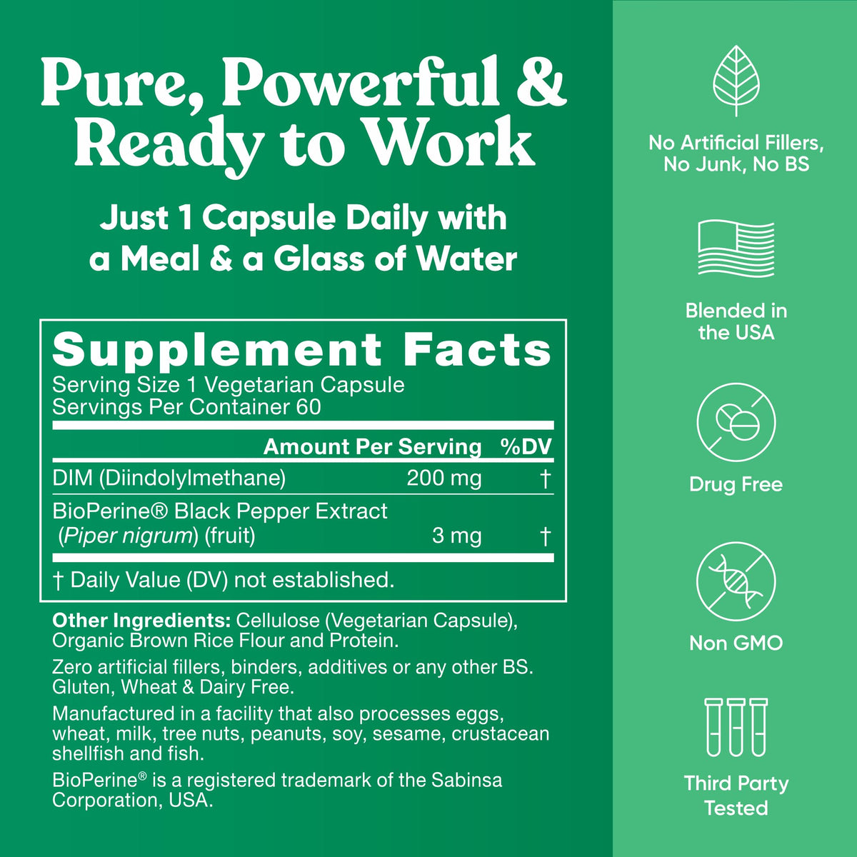 DIM Supplement Pure 200 Mg for Women or Men – Estrogen Hormone Balance Supplement for Energy, Fatigue, Stress, Menopause, Hot Flashes – Enhanced Bioavailability BioPerine – 60 Vegan Soft Capsules Eu NaturalBuy Supplements Australia