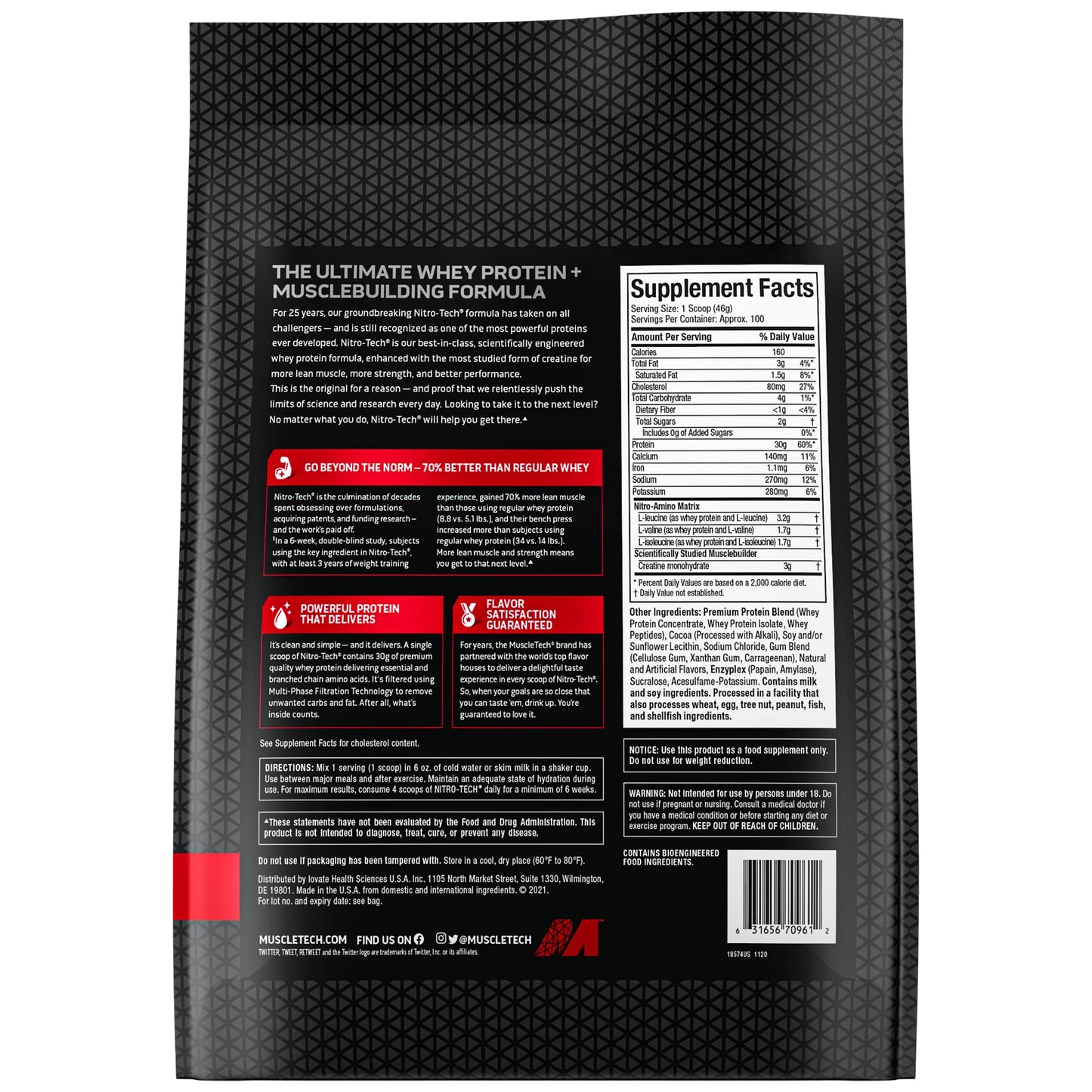 Muscletech Whey Protein Powder (Milk Chocolate, 10 Pound) - Nitro-Tech Muscle Building MuscleTechBuy Supplements Australia
