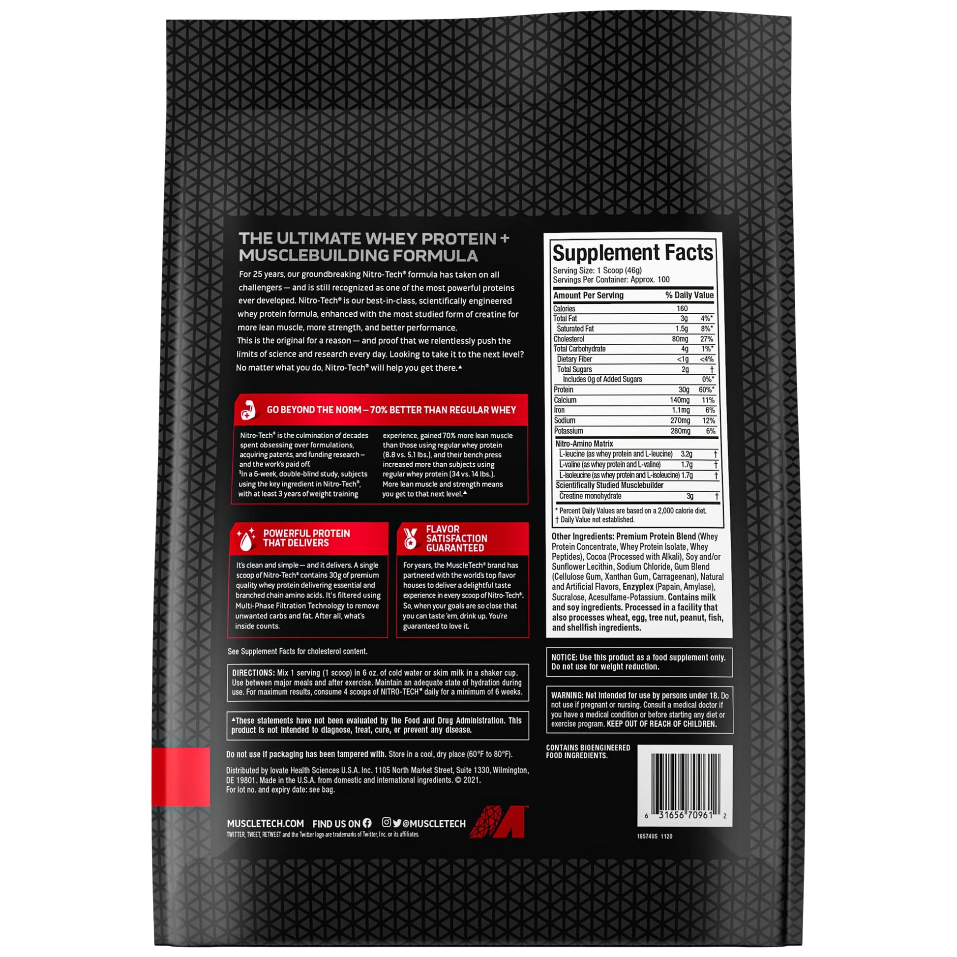 Muscletech Whey Protein Powder (Milk Chocolate, 10 Pound) - Nitro-Tech Muscle Building MuscleTechBuy Supplements Australia