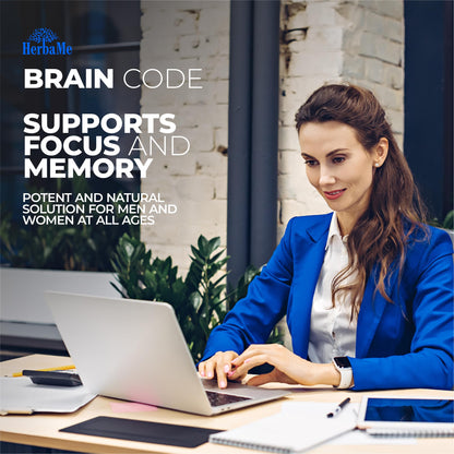 HerbaMe Brain Code Nootropic Brain Supplement for Memory and Focus | Supports Cognitive Health & Mental Clarity, Enhance Concentration | 90 Capsules HerbaMeBuy Supplements Australia