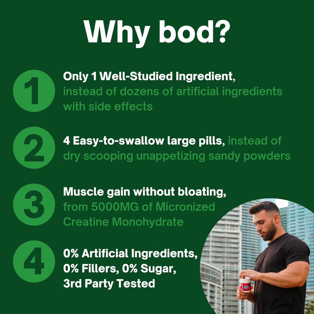 BOD Creatine Monohydrate Capsules – 45 Servings (4 Capsules = 5 g) – Ultra-Pure 200 Mesh Creatine Monohydrate – Strength, Power, Muscle Growth & Recovery BodBuy Supplements Australia