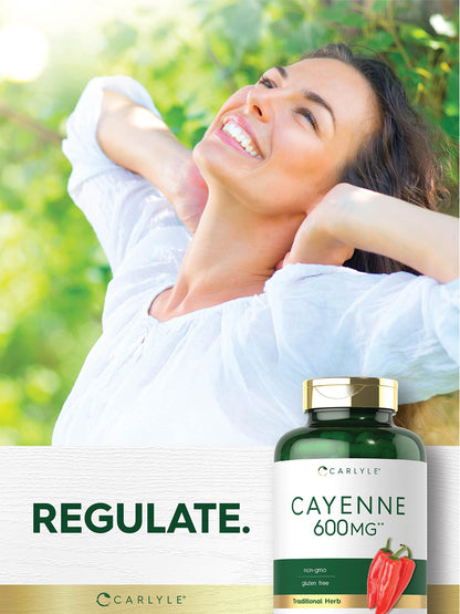 Carlyle Cayenne Pepper Capsules 600mg | 350 Pills | Non-GMO, Gluten Free Supplement CarlyleBuy Supplements Australia