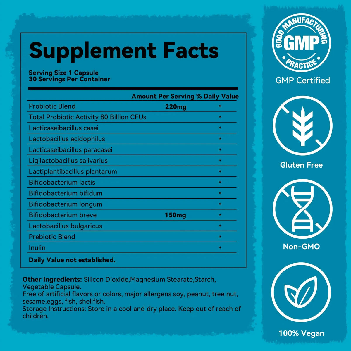 Teelne Probiotics 80 Billion CFU - 10 strains, Prebiotic+ Probiotics Support Digestive & Gut Health, Bloating & Constipation Relief, 30 Capsules (30-Day Supply) Teelne buy supplements Au