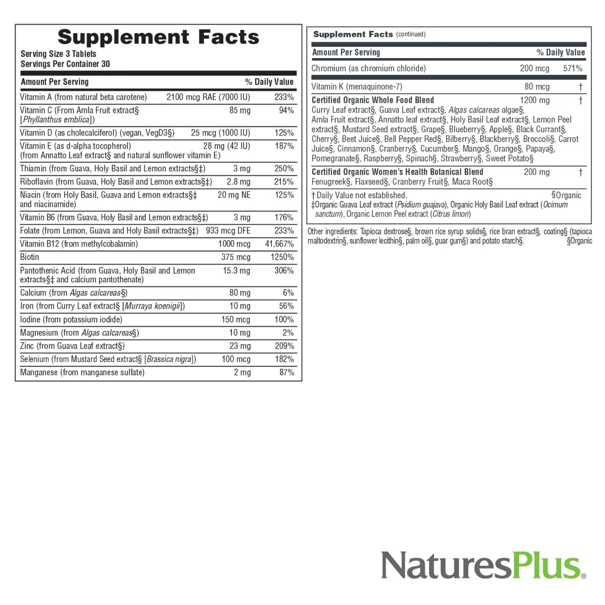NaturesPlus Source of Life Garden Women’s Multivitamin - 90 Tablets - Supports Energy & Healthy Immune System Nature's Plus