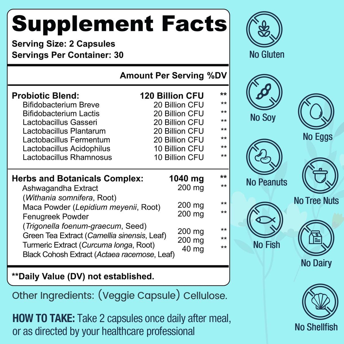 Menopause Supplements for Women, 120 Billion CFU Probiotic, 13-in-1 Herbs Probiotics Complex, for Menopause Relief, Hormone Balance, Hot Flashes, Night Sweats, Mood Swings, Gut & Immunity - 60 Capsule DmeisyBuy Supplements Australia