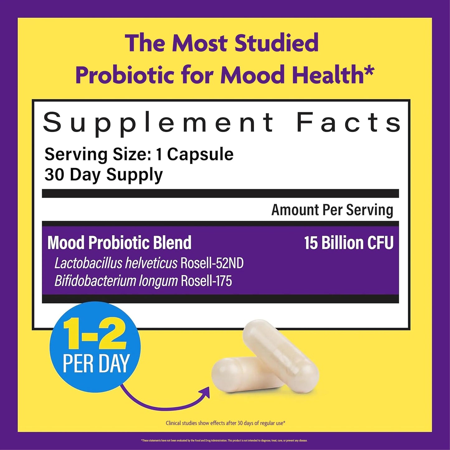 InnovixLabs Mood Probiotic for Women & Men, Clinically Studied Digestive & Mood Support Supplement, Lactobacillus helveticus Rosell-52ND & Bifidobacterium longum Rosell-175, 60 Capsules InnovixLabsBuy Supplements Australia