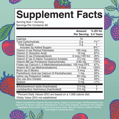 MaryRuth Organics Toddler Multivitamin Gummies + Postbiotics | USDA Organic | Vitamins for Kids Ages 2+ | Immune Support | Vitamin C | Vitamin D3 | Vitamin A | Zinc | Vegan | Non-GMO | 60 Servings MARYRUTH'SBuy Supplements Australia