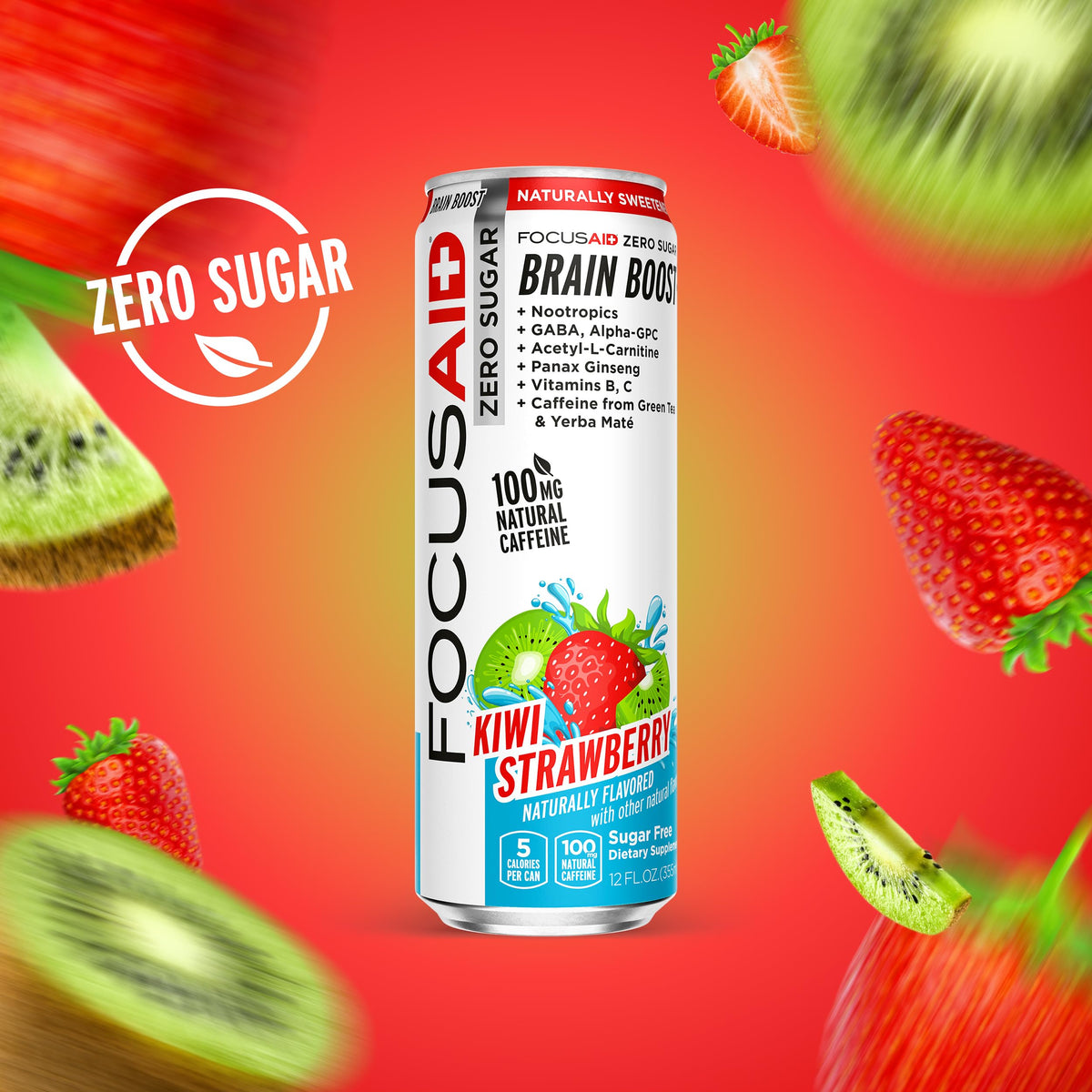 FOCUSAID ZERO SUGAR Nootropics Blend, Alpha-GPC, GABA, 100mg Natural Caffeine from Green Tea, Yerba Mate, Vitamin B-Complex, Keto-Friendly, No Artificial Sweeteners, 12 Fl Oz (Pack of 24) LIFEAIDBuy Supplements Australia
