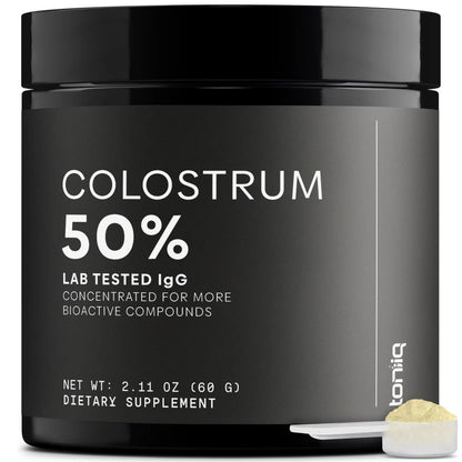 Ultra High Strength Bovine Colostrum Powder - 50% IgG - 2,000mg per Serving - Third Party Tested for Potency - Supports Immune, Gut, and Skin Health - 30 Servings -Premium Bovine Colostrum Supplement Toniiq buy supplements Au