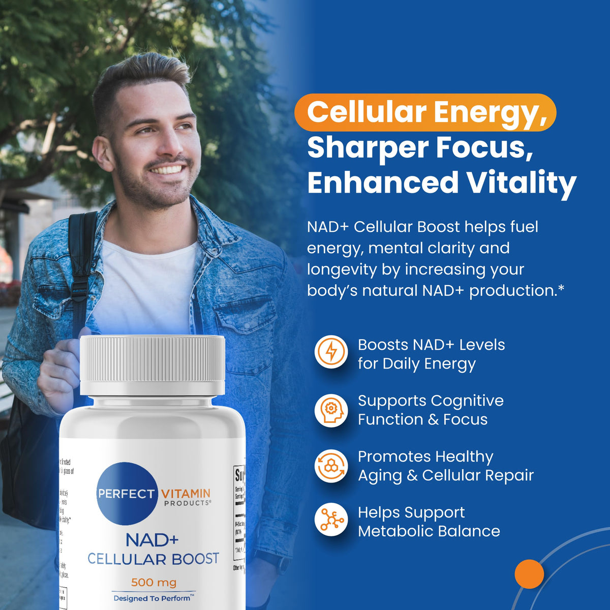 Perfect Vitamin Products NAD+ Cellular Boost – 500mg NMN Supplement for NAD+ Support, Cellular Energy, Brain Clarity & Anti-Aging – Longevity & Recovery Support – 90 Vegan Capsules (30 Servings) Perfect Vitamin ProductsBuy Supplements Australia