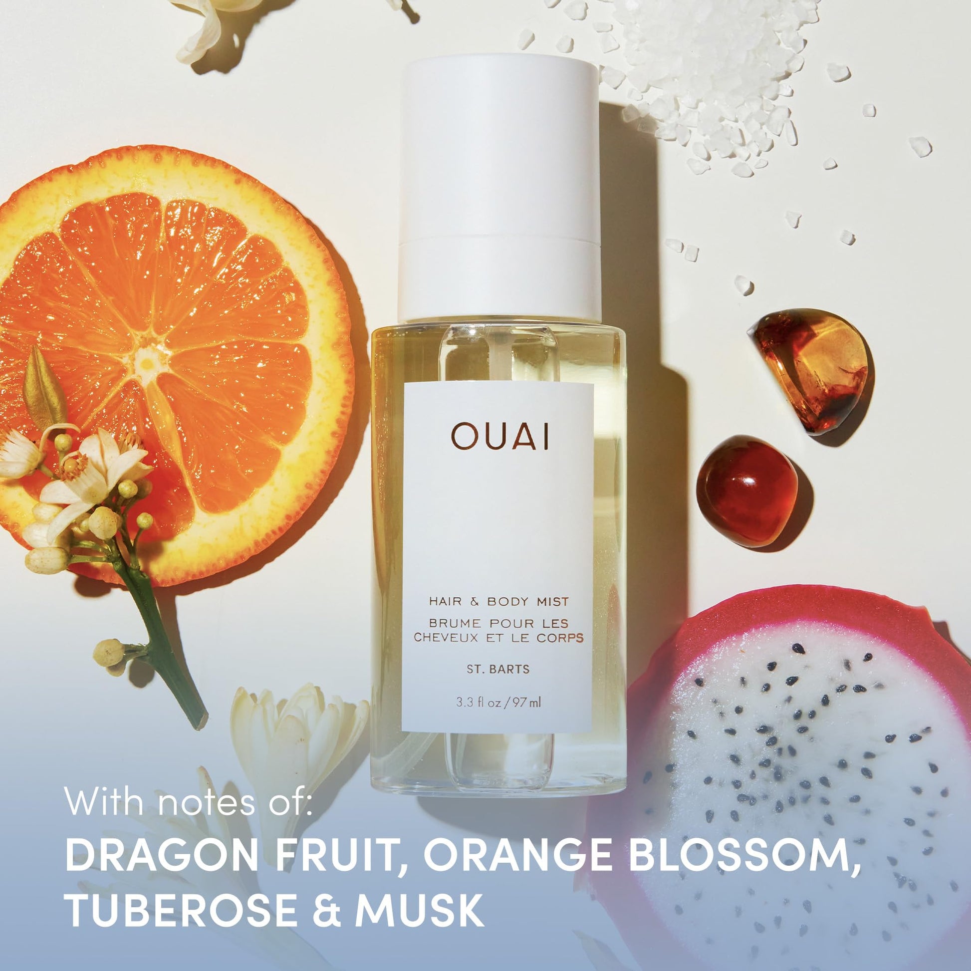 OUAI St. Barts Travel Bundle - Includes Travel Size Scalp & Body Scrub, Foaming Shower Gel, Hydrating Cream, and Hair & Body Mist (4 Count, 3.4 Oz/3.4 Oz/3 Oz/3.3 Oz) OUAIBuy Supplements Australia