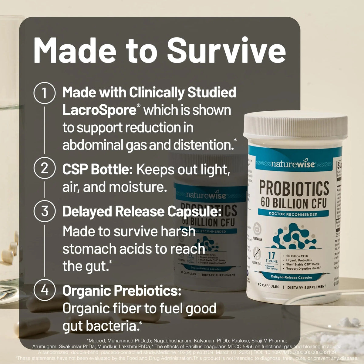 NatureWise Probiotics 60 Billion CFU - 17 Strains + Organic Prebiotics - Immune, Digestive & Gut Health Support for Women & Men - Vegetarian, Gluten-Free, Non-GMO - 30 Capsules[1-Month Supply] NatureWiseBuy Supplements Australia