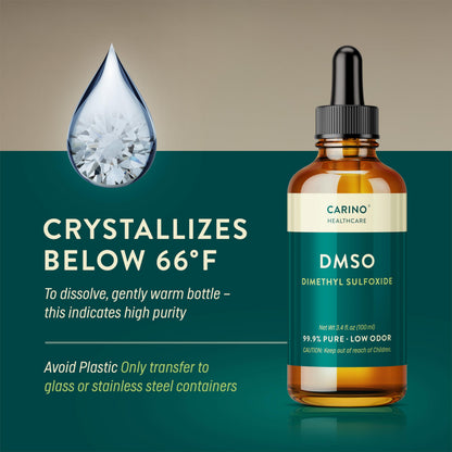 Carino HealthCare DMSO 99.9% Pharmaceutical Grade - FT-IR Verified Dimethyl Sulfoxide in Amber Glass Bottle with Pipette & Dropper Cap 3.38 oz Carino Healthcare buy supplements Au