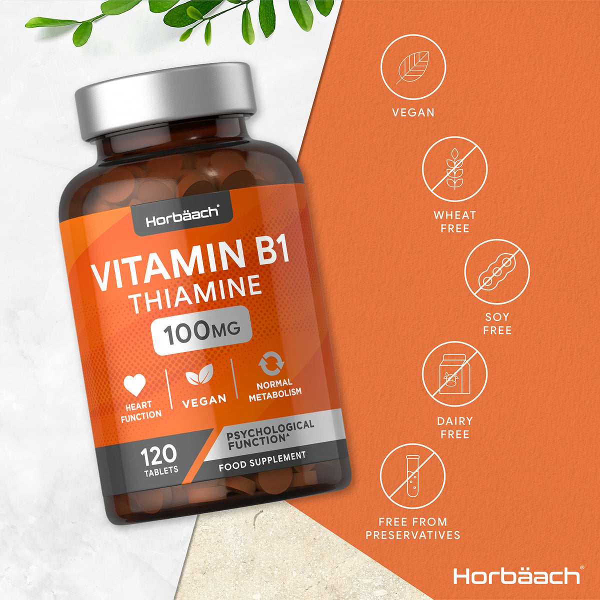Vitamin B1 Thiamine High Strength 100mg | 120 Vegan Tablets | No Artificial HorbäachBuy Supplements Australia