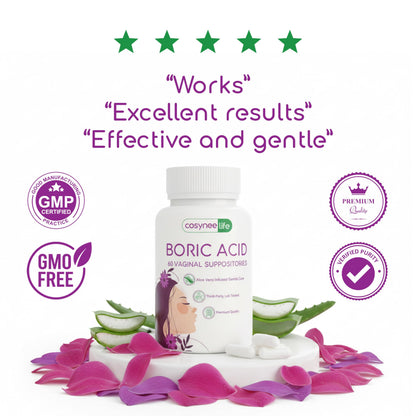cosynee Boric Acid Capsules for Women with Aloe Vera – 60 Capsules, 650mg Each – Feminine Hygiene Support cosyneeBuy Supplements Australia