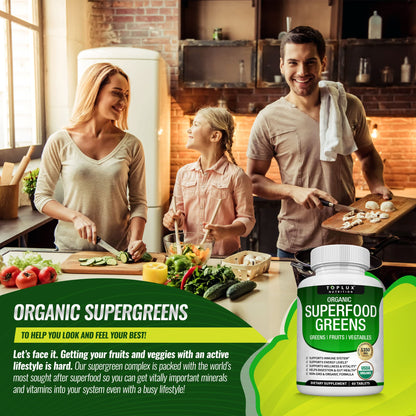 Organic Super Greens Capsules Superfood Fruit Veggie Supplement - 28 Powerful Natural TopluxBuy Supplements Australia