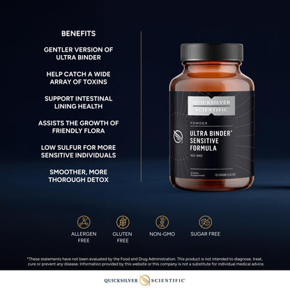 Quicksilver Scientific Ultra Binder Sensitive Formula - Gut Health Supplement with Activated Charcoal, Bentonite Clay - Cleansing Support Powder (120g) Quicksilver ScientificBuy Supplements Australia