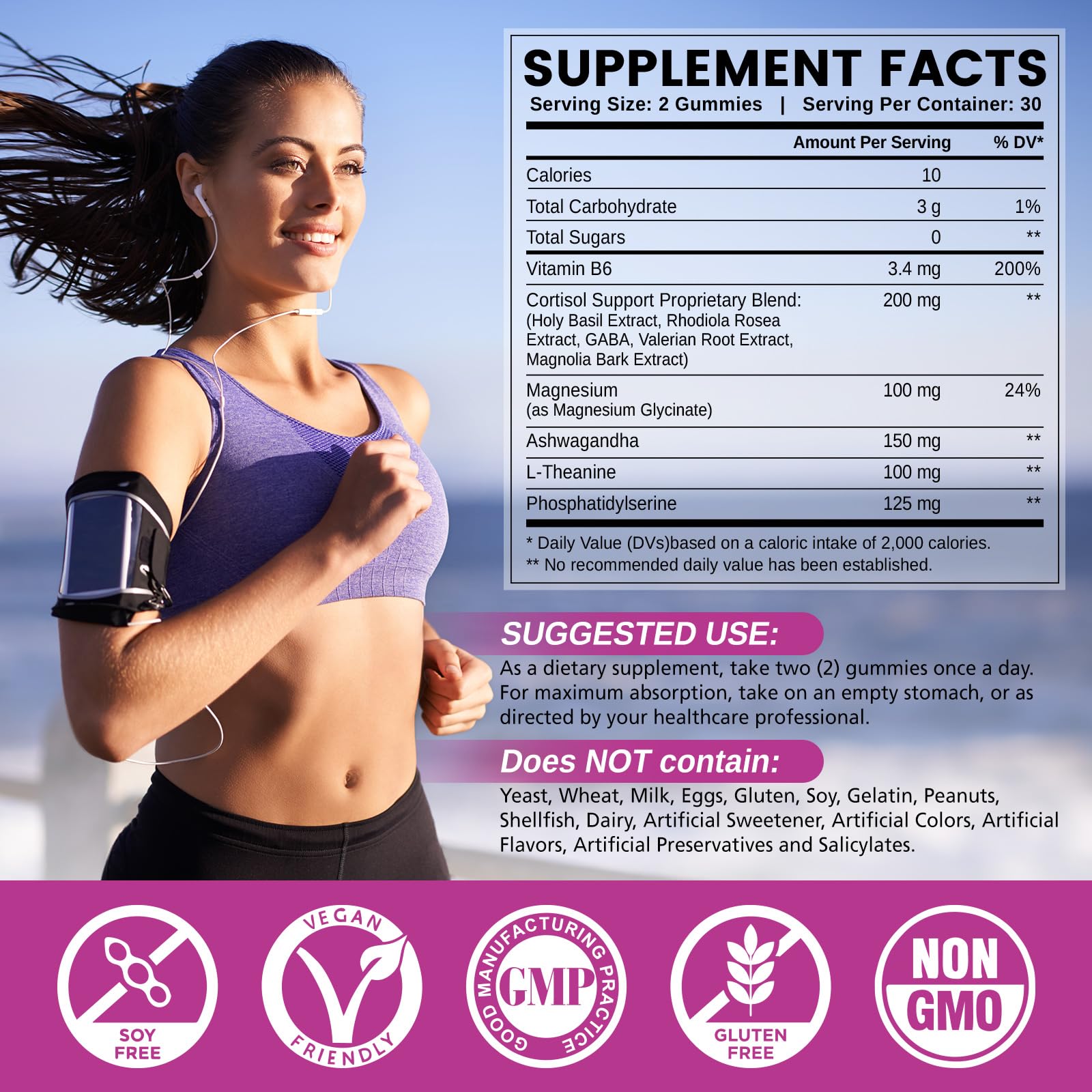HOLLEGEND Cortisol Supplements for Women Men, Cortisol Gummies with Ashwagandha, Magnesium, L-Theanine, Phosphatidylserine, B6 for Cortisol Detox, Relaxation, Sleep, Focus, Sugar-Free, Vegan, 60 HOLLEGENDBuy Supplements Australia