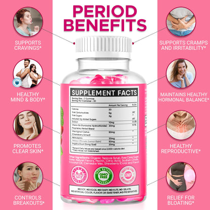 Beary Fine PMS Gummies - PMS Vitamins for Women & Teens - PMS Period Relief - Cramping, Bloating, Mood Swings - Made in The USA (Strawberry, 60 Count) Beary FineBuy Supplements Australia