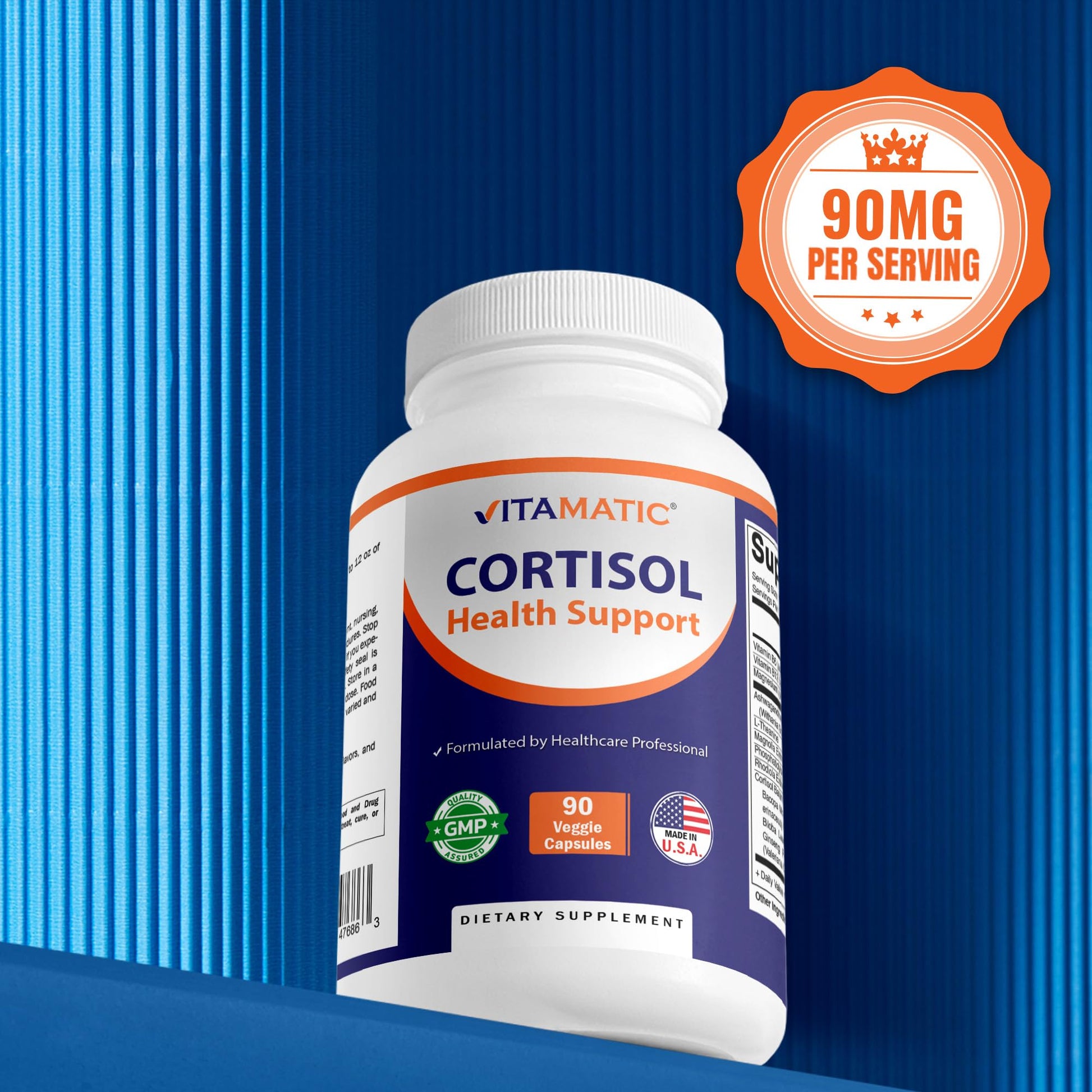 Vitamatic Cortisol Health Support - 90 Veggie Capsules - Made with Adaptogenic Blend with Ashwagandha, Rhodiola, Magnolia, L-Theanine, Phosphatidylserine VitamaticBuy Supplements Australia