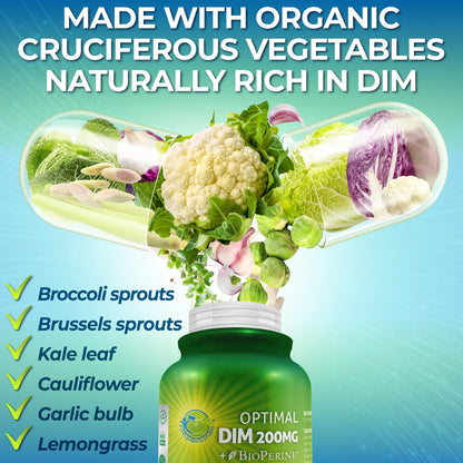 Optimal DIM 200mg Supplement for Women and Men - Made with Organic Whole Foods - Estrogen & Hormone Balance Support Diindolylmethane Complex - Maximum Absorption Delayed-Release Capsules - 60 Count SUPPLEMENTS STUDIOBuy Supplements Australia
