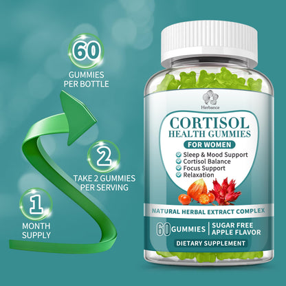 Cortisol Supplements Gummies for Women, Cortisol Reducer w.Ashwagandha Rhodiola Rosea Magnesium L-Theanine Phosphatidylserine Black Peper, Hormone Balanced & Lower Cortisol - 30 Day Vegan Supply HerbanceBuy Supplements Australia
