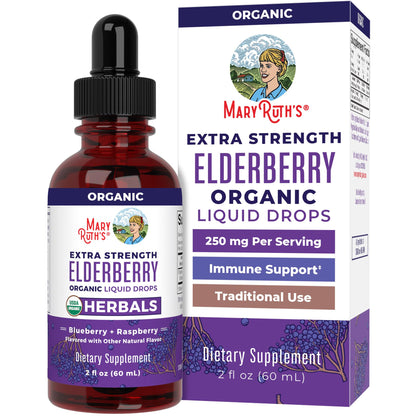 MaryRuth Organics Elderberry Syrup Extra Strength, USDA Organic Elderberry, Sugar Free Adults & Kids Immune Support Supplement for Ages 1+, Clean Label Project Verified®, Vegan, Gluten Free, 2 Fl Oz MARYRUTH'SBuy Supplements Australia