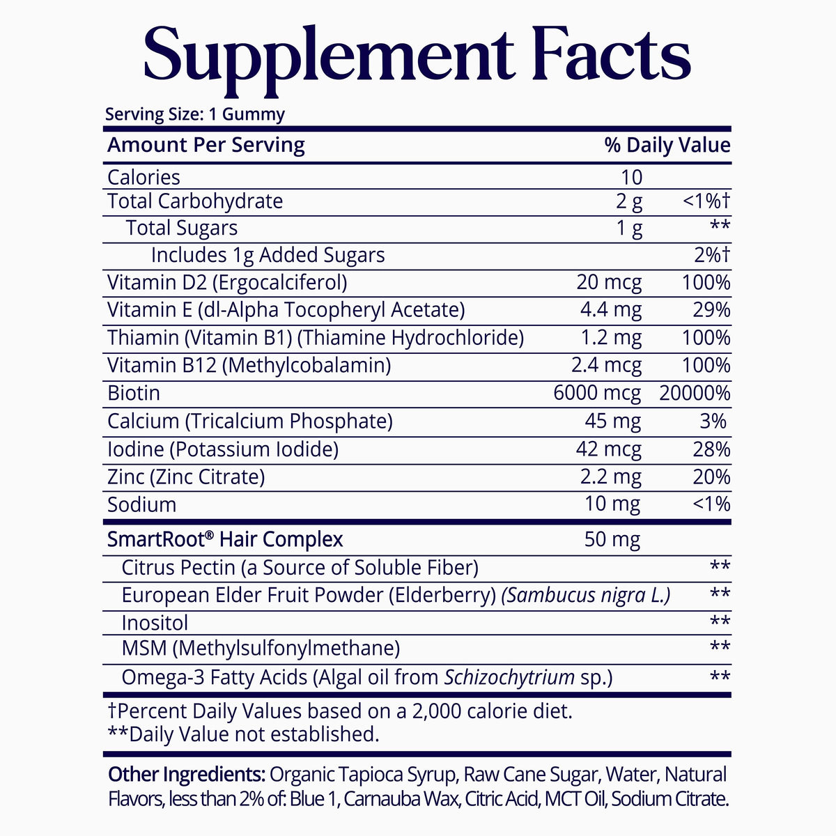 Sugarbear Hair Vitamin Gummy 2 Month Supply Extra Strength Biotin 6000mcg, Growth for Men & Women, Vegan Vitamin B12, MSM, Inositol, Omega 3, Elderberry, Certified Kosher, Halal, Cruelty-Free
