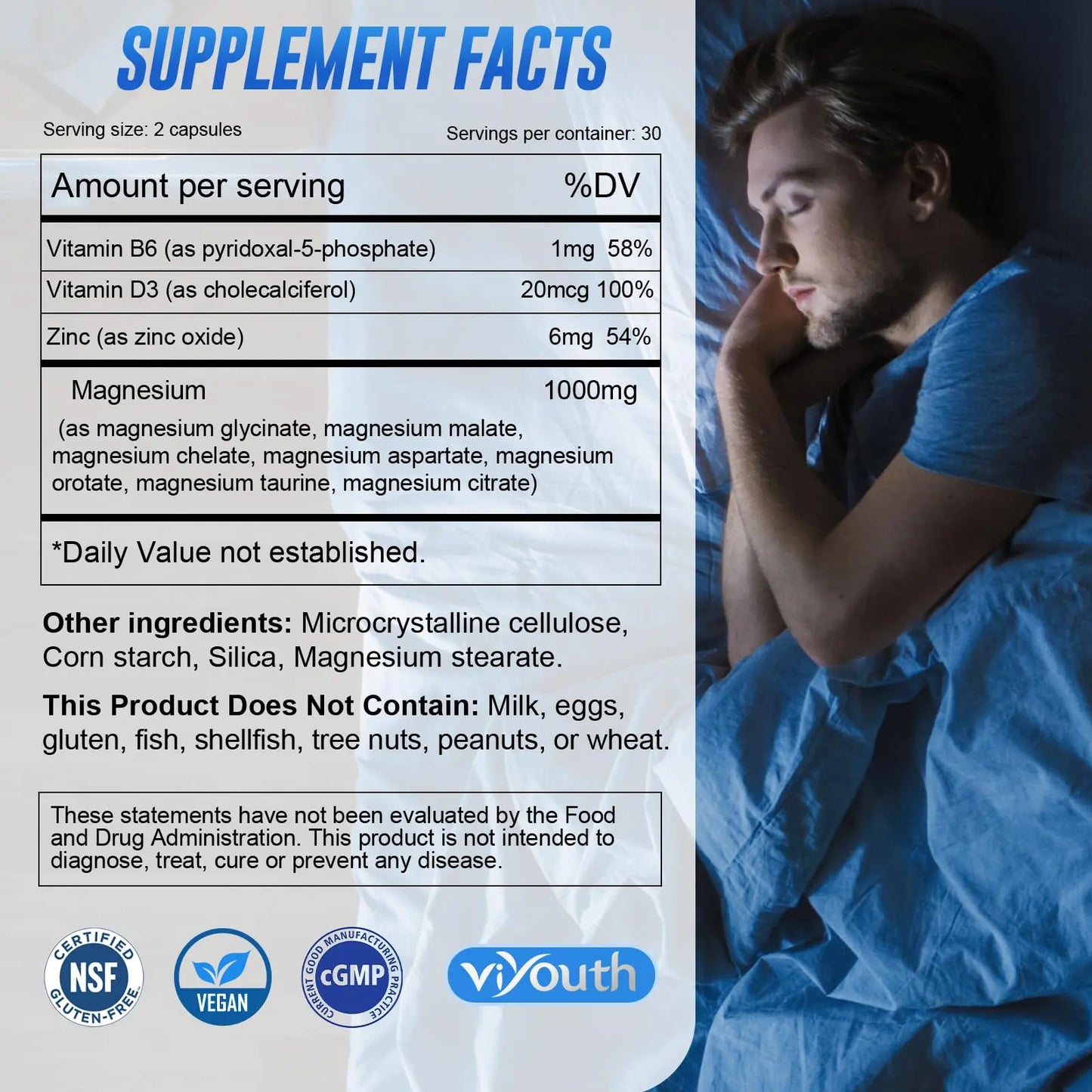 Magnesium 7 Complex Supplement Advanced with 7 Forms of Magnesium (Glycinate, Malate, Chelate, Aspartate, Orotate, Taurine, Citrate), Zinc, Vitamin D3 & Vitamin B6 VIYOUTH canada supplements