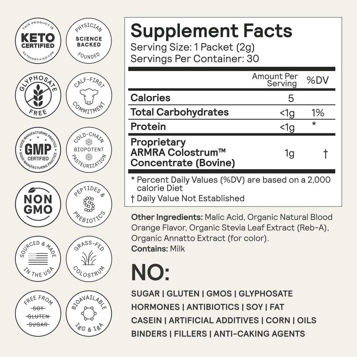 ARMRA Colostrum™ Premium Powder, Grass Fed, Gut Health Bloating Immunity Skin & Hair, Contains 400+ Bioactive Nutrients, Keto, Gluten & Fat Free (Blood Orange Bundle | 120 Servings) ARMRABuy Supplements Australia