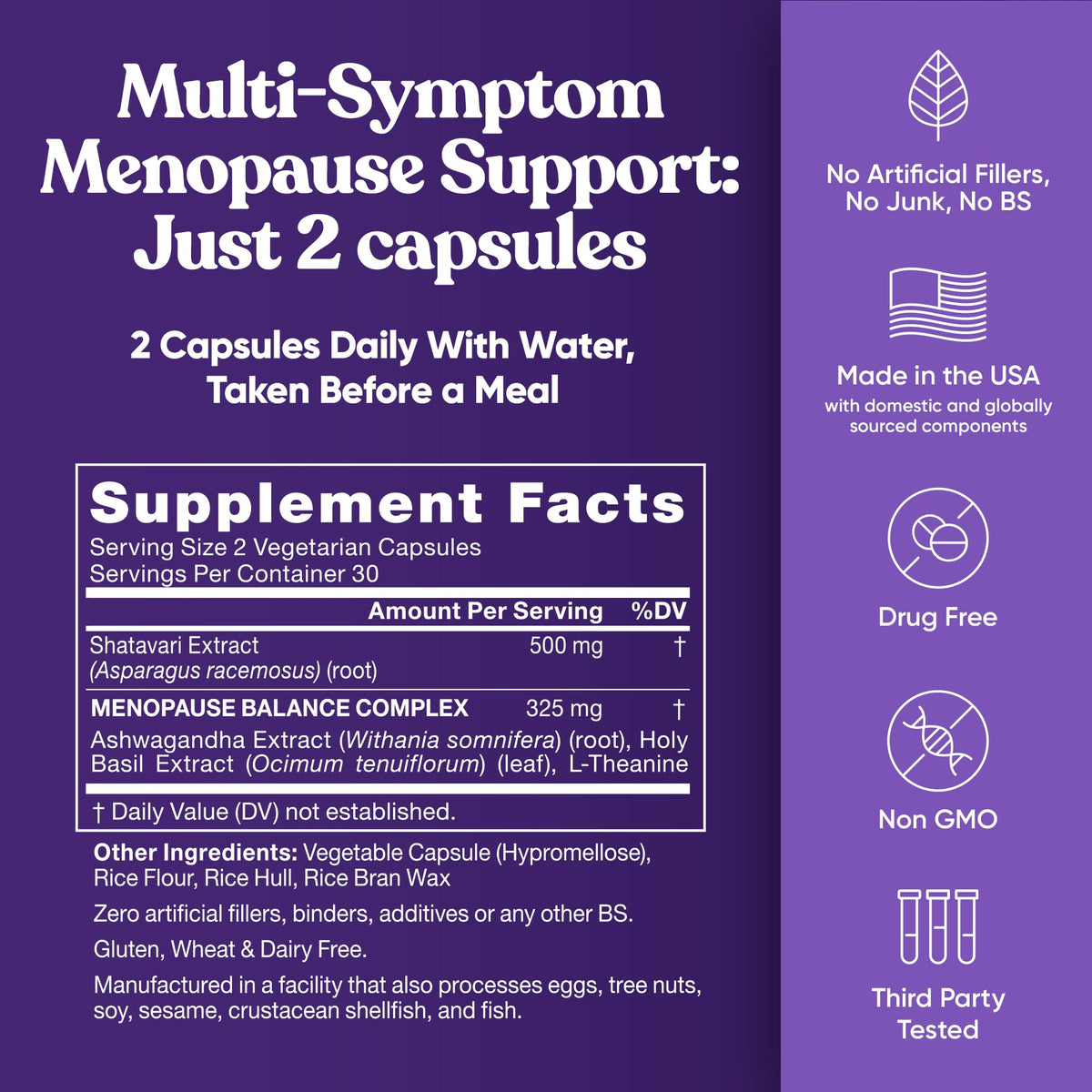 Premium Menopause Supplement for Women – Menopause Balance with Shatavari, Ashwagandha, L-Theanine & Holy Basil – Holistic Multi-Symptom Menopause Support & Hot Flash Relief – 60 Vegetarian Capsules Eu NaturalBuy Supplements Australia