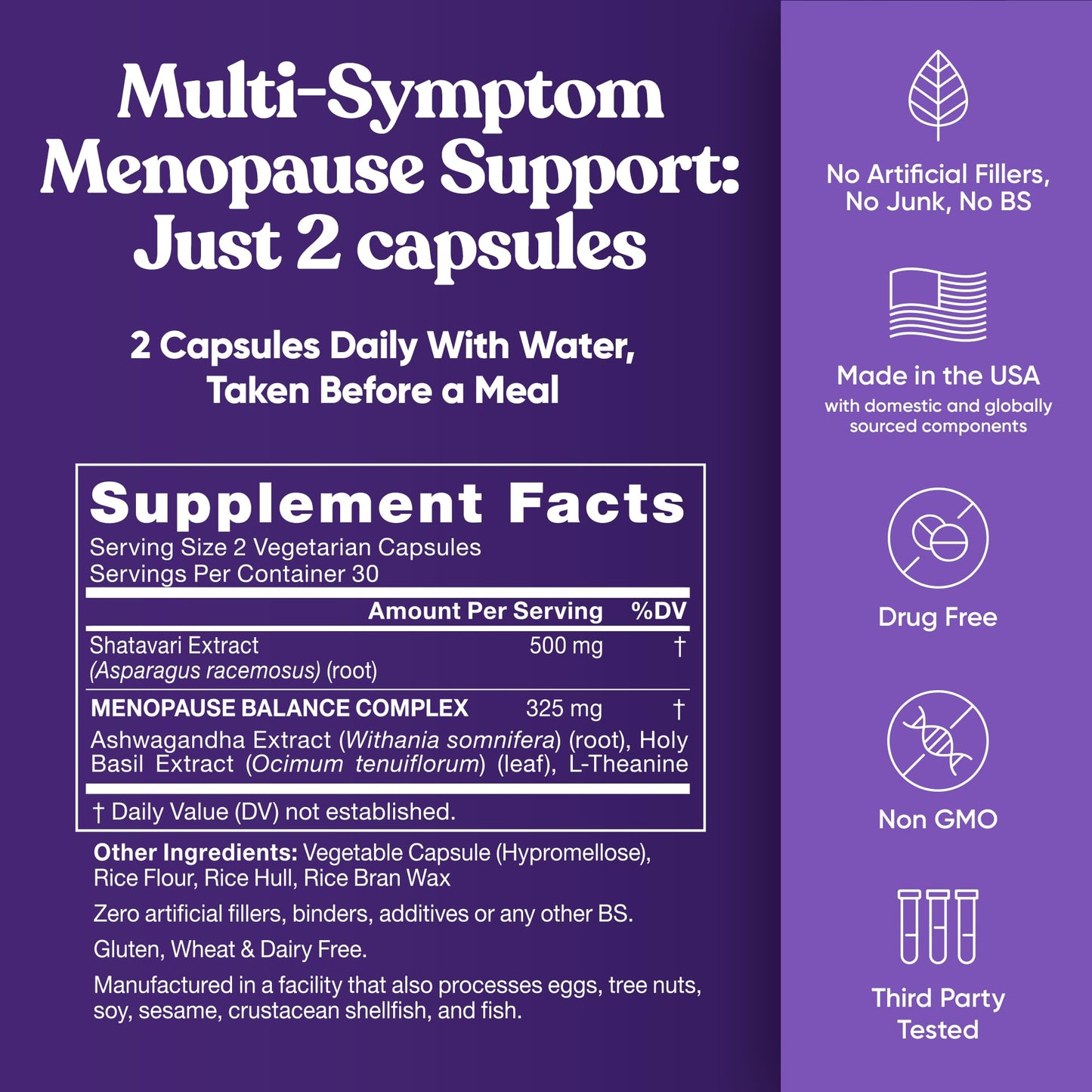 Premium Menopause Supplement for Women – Menopause Balance with Shatavari, Ashwagandha, L-Theanine & Holy Basil – Holistic Multi-Symptom Menopause Support & Hot Flash Relief – 60 Vegetarian Capsules Eu NaturalBuy Supplements Australia