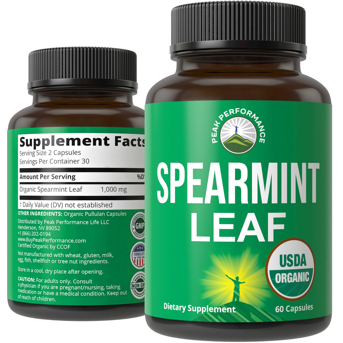 Peak Performance USDA Organic Spearmint Capsules. Organic Vegan Spearmint Leaf Pills for Digestive Support, Ingestion, and More. USA Tested Supplement for Women and Men. Peak PerformanceBuy Supplements Australia