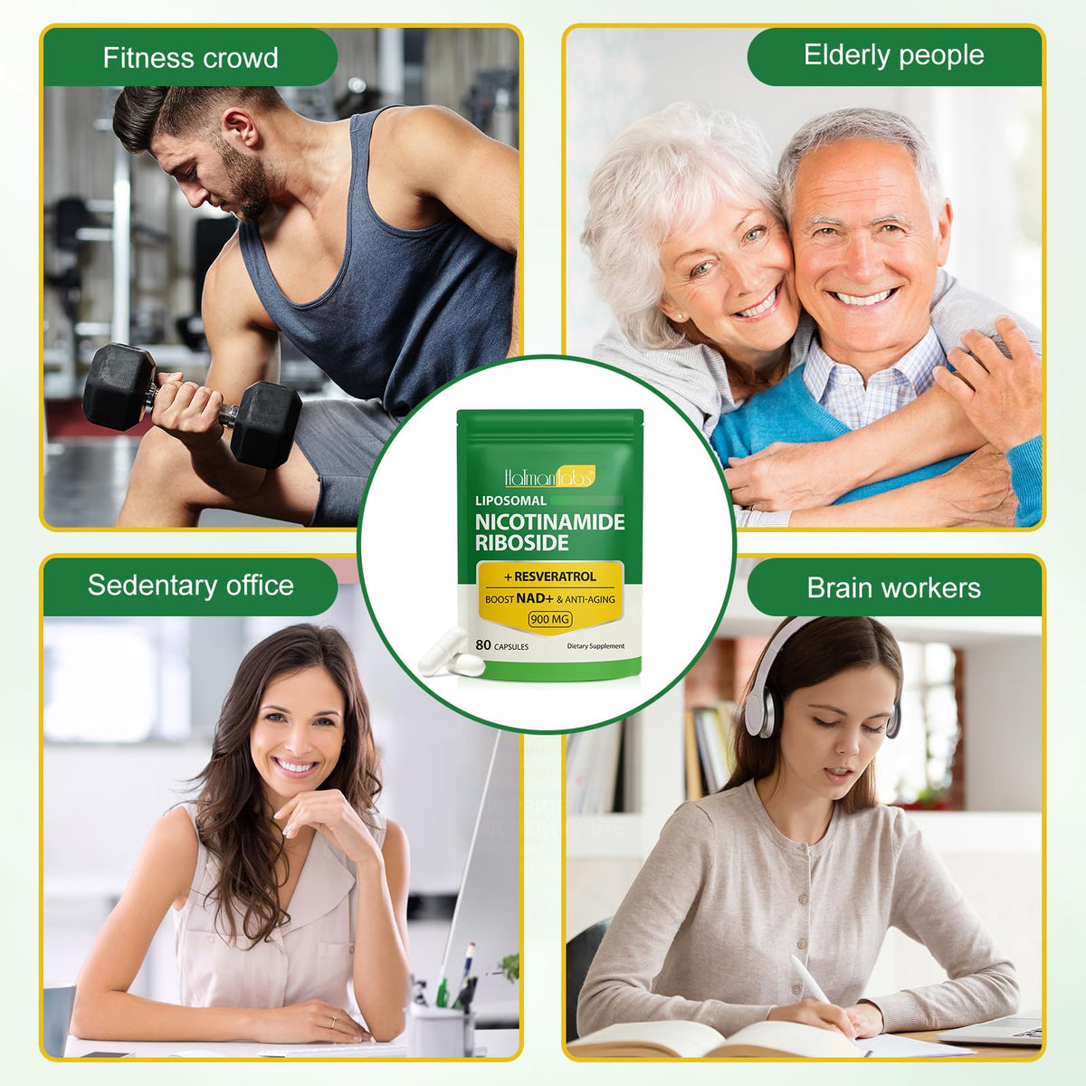 NAD Supplement - Liposomal Nicotinamide Riboside 900mg, Resveratrol, Quercetin - High Purity NAD Supplement for Energy, Support Cellular Health, Stamina & Healthy Aging - Ultra Strength 80 Capsules MXCZBSMBuy Supplements Australia