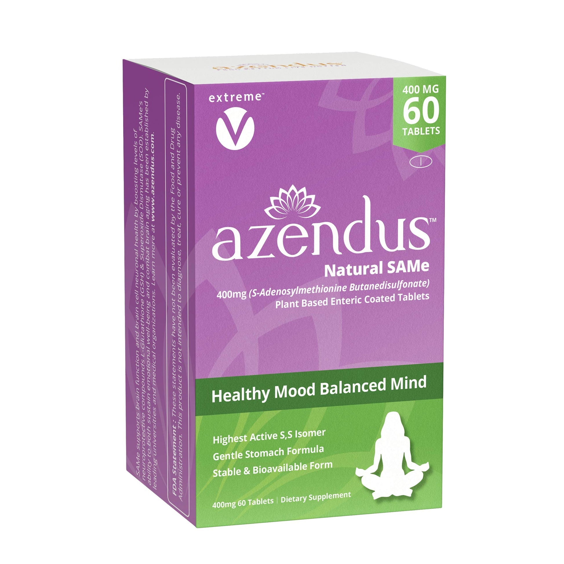 extreme V Azendus SAM-e Mood Support 400mg, 60 Count, Same Butanedisulfonate Fiber Enteric Coated Tablets extreme V buy supplements Au
