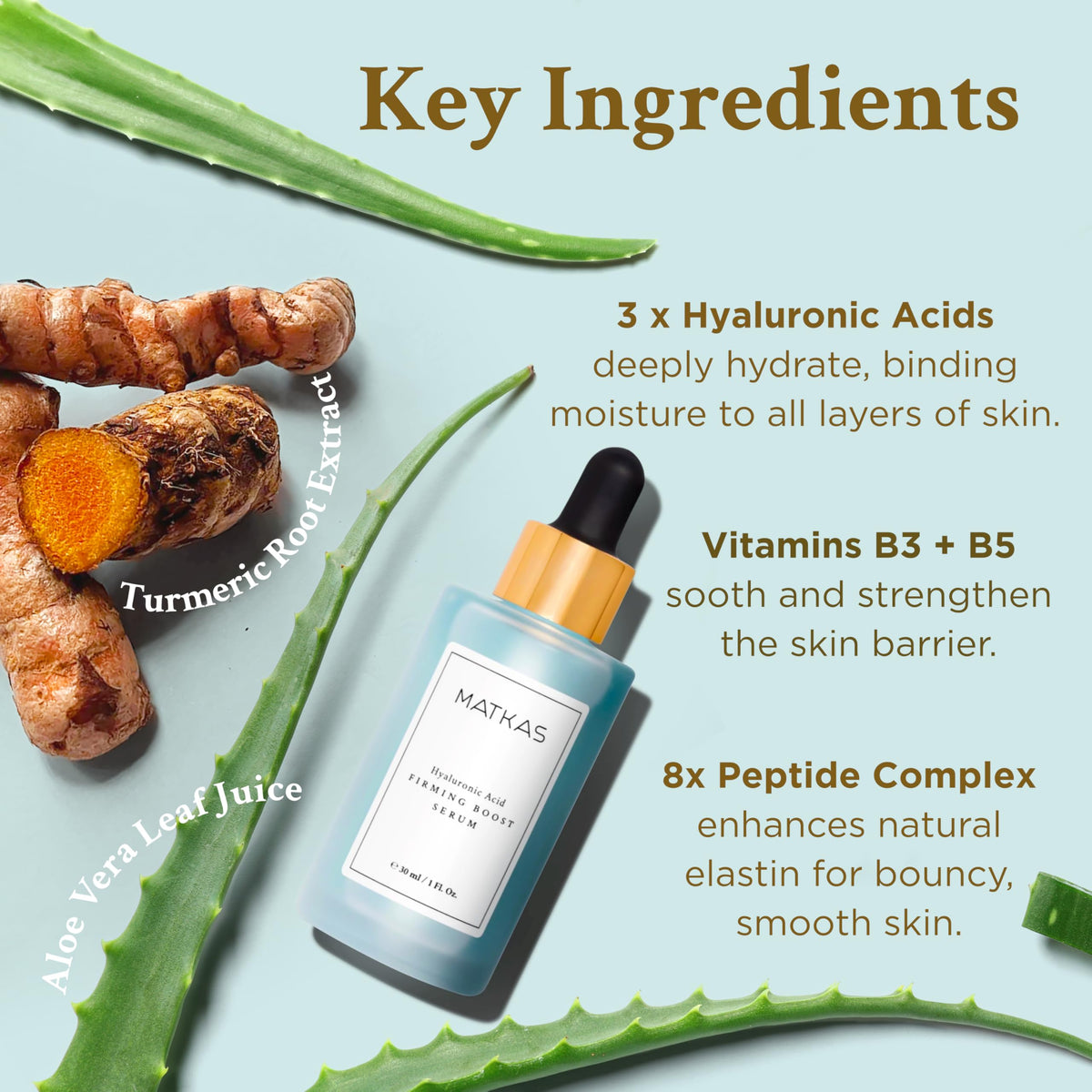 MATKAS Korean Firming Boost Hydrating Hyaluronic Acid Serum 1 Fl. Oz. - Hyaluronic Acid + 2% Niacinamide Serum for Dry Skin, Anti Aging Korean Peptides Moisturizer for Face, Deep Facial Skin Hydration MATKAS buy supplements Au
