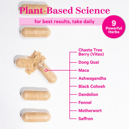 Pink Stork PMS Supplement for Women - Vitex, Ashwagandha, Maca Root & 10 Vitamins & Minerals to Support Hormone Balance, Mood, Bloating, Period Regularity - 60 Capsules Pink StorkBuy Supplements Australia